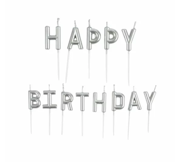 * Anniversaire Et Autres Fêtes^Lot De 13 Bougies "Happy Birthday" 8Cm Argent