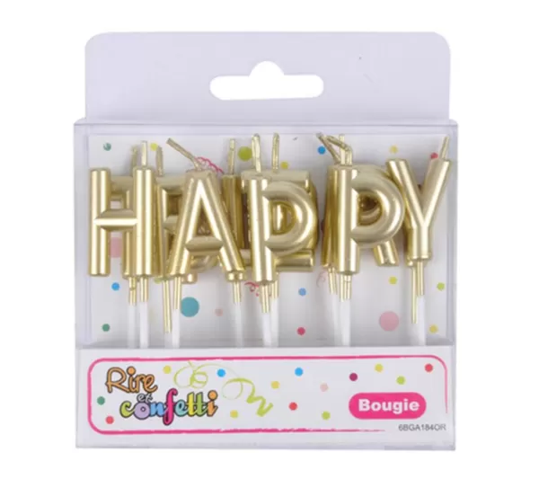 * Anniversaire Et Autres Fêtes^Lot De 13 Bougies "Happy Birthday" 8Cm Or