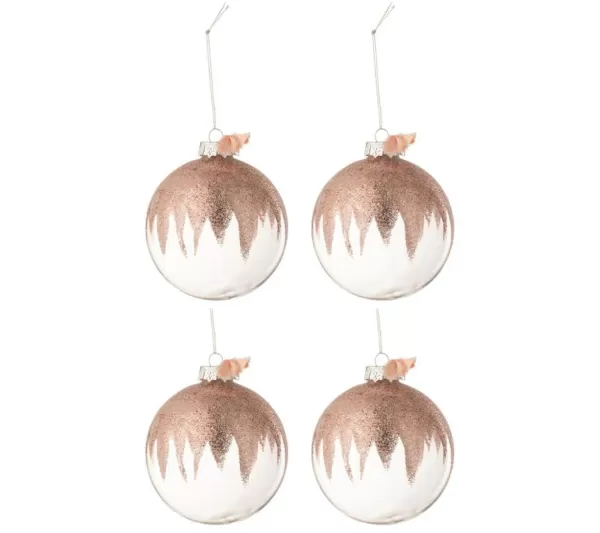 * Guirlande Et Boule De Sapin^Lot De 4 Boules De Noël "Paillettes" 12Cm Rose