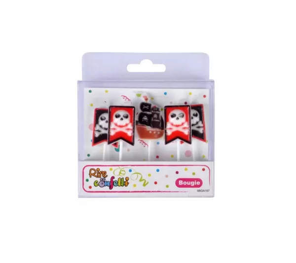 * Anniversaire Et Autres Fêtes^Lot De 5 Bougies D'Anniversaire "Pirates" Rouge Et Noir